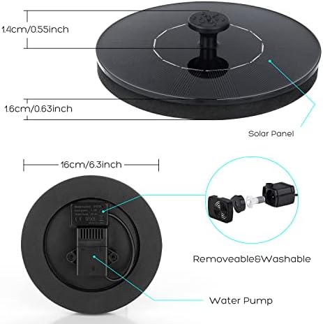 Mademax Solar Bird Bath Fountains, Upgrade 1.4W Solar Fountain Pump with 8 Nozzles & 4 Brackets