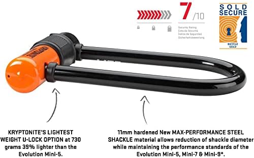 Kryptonite Evolution Standard Bike U-Lock, 14mm Steel Shackle & 3 Keys | High-Security 4x9 in Bicycle Lock with FlexFrame-U Mounting Bracket, Double Deadbolt Design and Pick Resistant Cylinder
