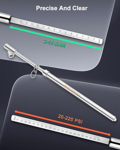 GODESON Dual Head Tire Pressure Gauge,Heavy Duty Tire Pressure Gauge Range 10-150PSI; 1-10Bar,Dual Head Truck Air Pressure Gauge (Pack of 2)