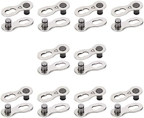 10 Pairs 20pcs Bicycle Missing Link for 6-7-8 Speed Chain, QKURT Professional Reusable Bicycle Chain Link Connector, Steel Bike Chain Link