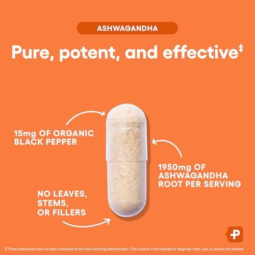 Physician's CHOICE Ashwagandha Supplement - 1950mg of Bioavailable Organic Ashwagandha Root Powder - Black Pepper Extract, Stress Support