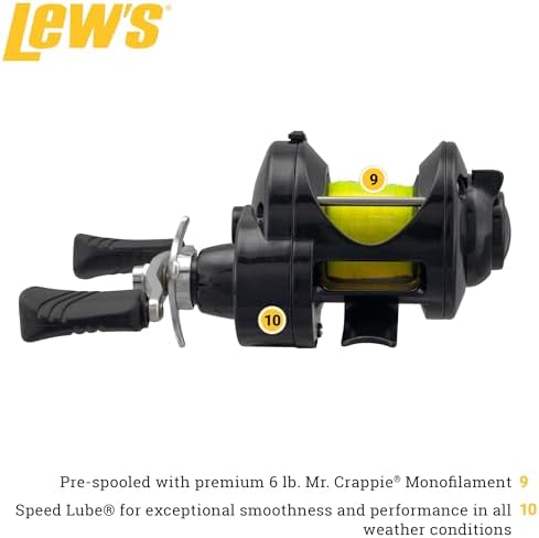 Lews Fishing WMR5, Signature Series Crappie Reel (Clam Pack),Black
