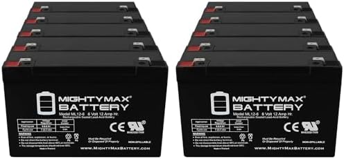 Mighty Max Battery ML12-6F2-6 Volt 12 AH, F2 Terminal, Rechargeable SLA AGM Battery