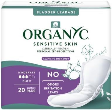 Organyc – 100% Organic Cotton Light Incontinence Pads for Bladder Leaks (Maximum, 16 Count(1 Pack))