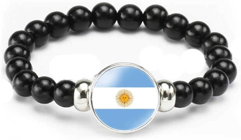 vmcoatdu National Flag Bracelet Elastic Rope Beaded Bracelet Support Your Country Travel Souvenir Gifts for Men Women