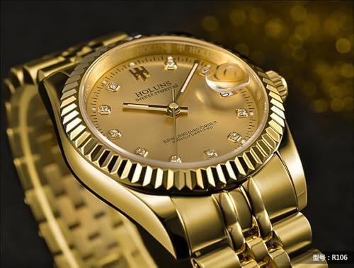Men's Automatic Watch Gold-Plated 316L Steel Sapphire Crystal | Japanese 8215 automatic movement • Sapphire crystal • 18K gold-plated 316L steel • Date display • Dress and business wear