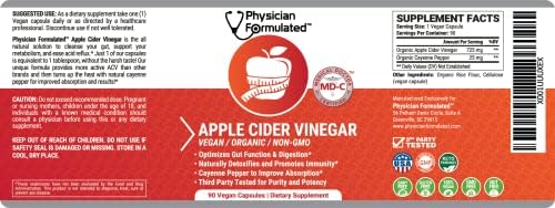 100% Organic Apple Cider Vinegar Capsules 750mg in just 1 Pill Pure Raw Apple Cider Vinegar with Cayenne Pepper for Natural