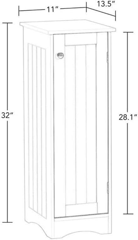 RiverRidge Ashland Single Door Slim Bathroom Storage Cabinet, White | Inset Beadboard Details