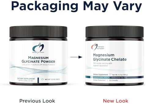 Designs for Health Magnesium Glycinate Powder - 300mg Powdered Chelated Magnesium Bisglycinate Supplement - Non-GMO Great-Tasting Drink Mix Add-in