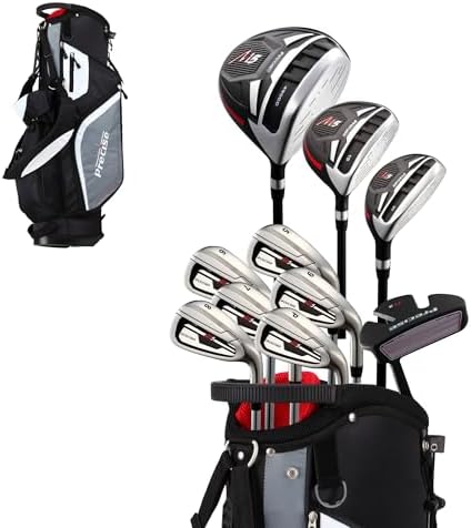 Precise - Men's Golf Club Set | 460cc titanium driver, 14-piece complete bag, fairway wood & hybrid, irons through wedge, putter, stand bag, left/right
