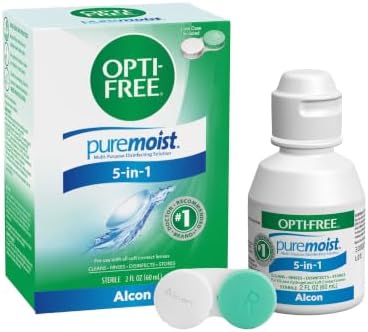 Opti-Free Puremoist Multi-Purpose Contact Lens Cleaning and Disinfecting Solution with Lens Case, 2 Fl Oz (Pack of 1)