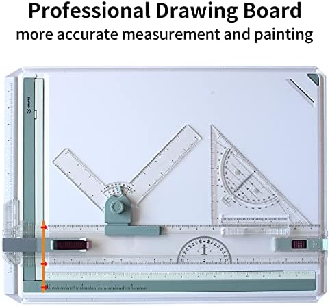 Frylr Inch A3 Drawing Board Drafting Table Multifunctional Drawing Board Table with Clear Rule Parallel Motion and Angle Adjustable Measuring System