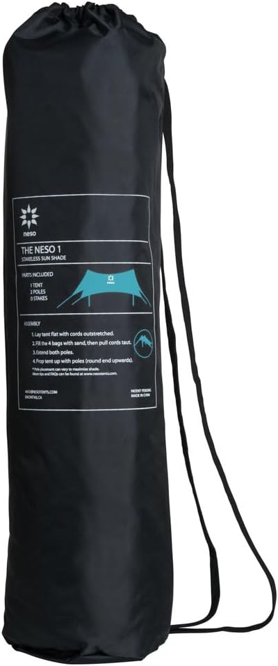 Neso Portable Beach Tent Sun Shelter with Sand Anchor - Lightweight Beach Shade Canopy - Easy Setup for Family Outings - Patented Reinforced Corners - UPF 50+ Sun Protection - 7 x 7ft - White