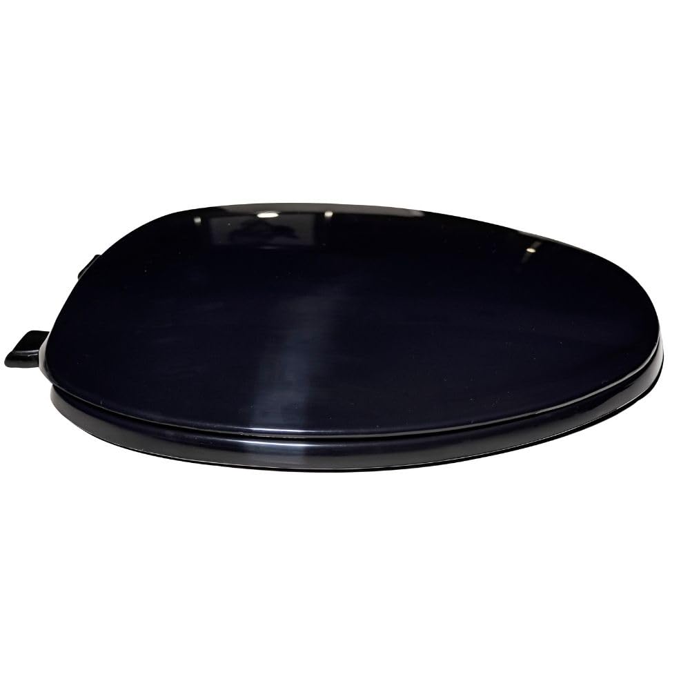 Centoco Toilet Seat Elongated, Residential, Top Mount Plastic Hinge, Black | Plastic, Closed Front, Cover, Made in the USA, 600-407
