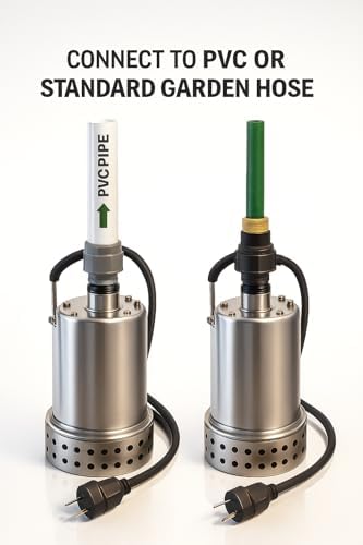 3/4 HP 8.5 Amp Submersible Utility Pump, 4400 GPH High-Flow, 40 ft Head Lift, Stainless Steel Housing