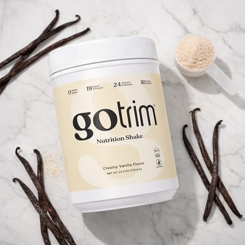 GoTrim Nutrition Shakes - Creamy Vanilla, High Protein, Meal Replacement Shake with 19g Protein & 10g Fiber, Ready to Drink, Gluten-Free, No Added Sugar, 14 Servings