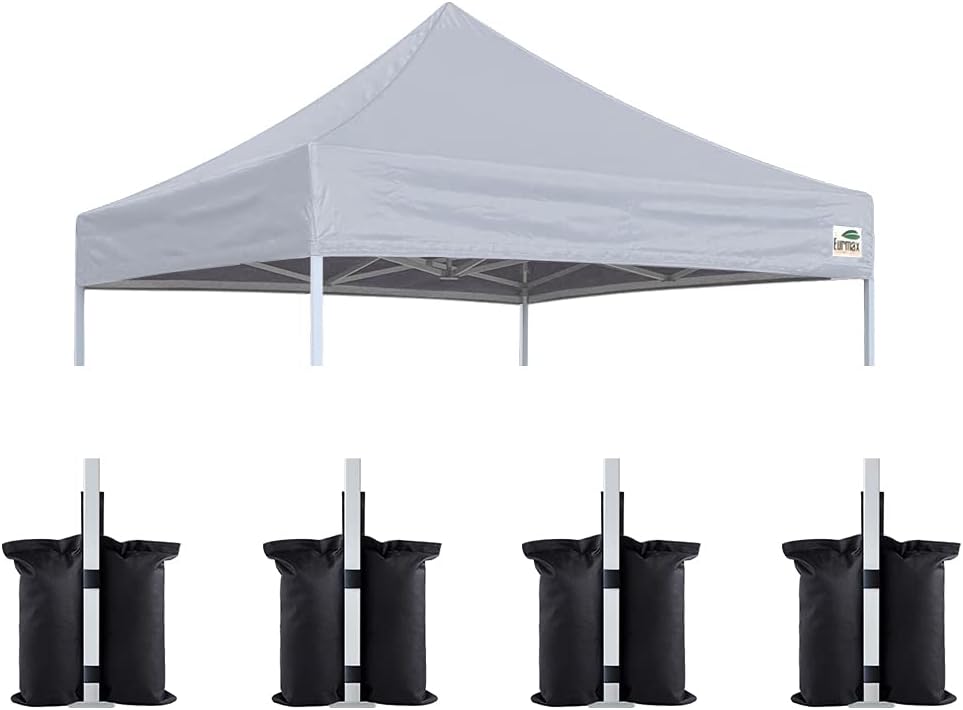 Eurmax USA 10x10 Pop Up Canopy Replacement Top,Universal Instant Canopy Cover ONLY,Heavy Duty UPF 50+ UV Protection,Water & Wind Resistant Tarp,30+ Colors Available,Bonus 4 Sand Bags (White)