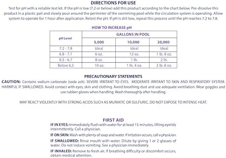 Robelle 10-Pounds Premium pH Up for Swimming Pools, Made in USA | 100% Sodium Carbonate, Raises pH, pH Increaser, Easy To Use, Works Fast