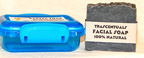Acne Soap Natural Facial Bar Contains Tea Tree Oil Activated Charcoal Shea Butter Coconut and Olive Oil Comes With Case Chemical Free (BLUE)