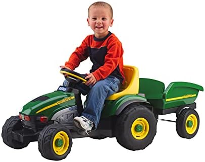 Peg Perego John Deere Farm Tractor and Trailer Pedal Tractor, Green