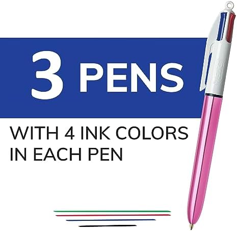 BIC 4-Color Original Retractable Ballpoint Pen, 1.0 mm Medium, 3-Count Pack