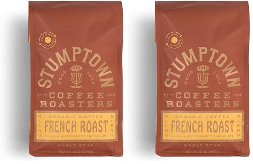 Stumptown Coffee Roasters, Dark Roast Organic Whole Bean Coffee, 100% Arabica Coffee - French Roast 12 Ounce Bag with Flavor Notes of Clove and Bittersweet Chocolate