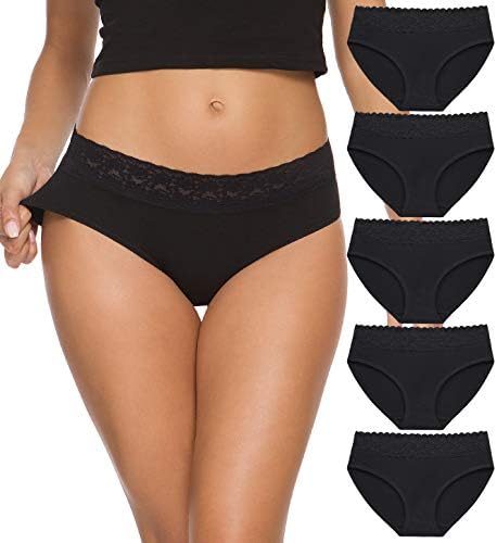 Hipster Panties for Women Underwear Lace Bikini Hip-huggers Panties 5 Pack