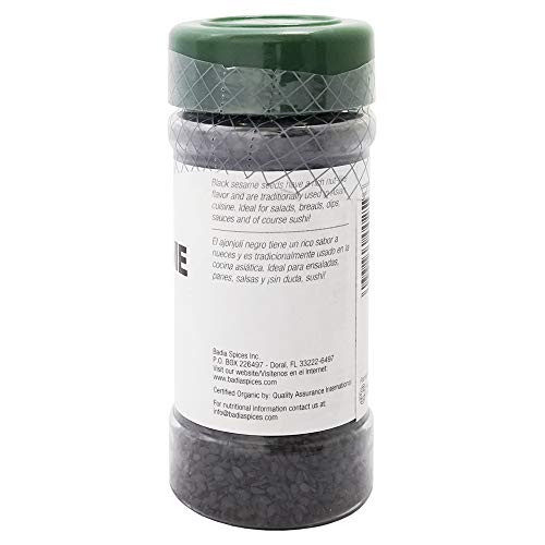 Badia Organic Black Sesame Seed 2.5 oz – Whole Black Sesame Seeds for Cooking, Baking & Garnishing – Rich, Nutty & Crunchy Flavor