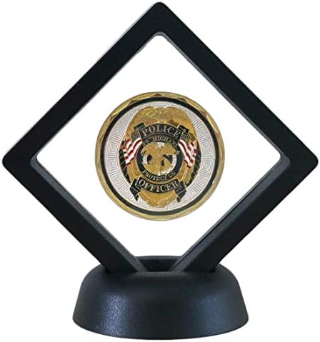 SH Challenge Coin Display Frame, 3D Floating Display Case Stand Holder, Medallion Medal Specimen Military Coin Clear Box (Black)