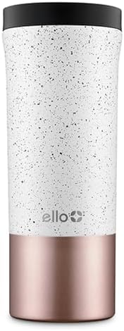 Ello Miri 16oz Insulated Stainless Steel Travel Mug with Slider Lid, Black Marble