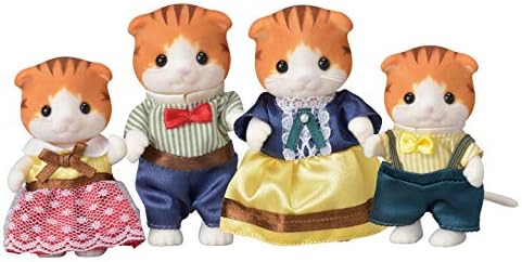 Calico Critters, Sandy Cat Family, Dolls, Dollhouse Figures, Collectible Toys, Premium, 3 inches
