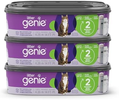 Litter Genie Refill Bags | Standard 3-Pack, 28 total ft | Up to 6 Months of Supply | Ultimate Odor Control Cat Litter Bags