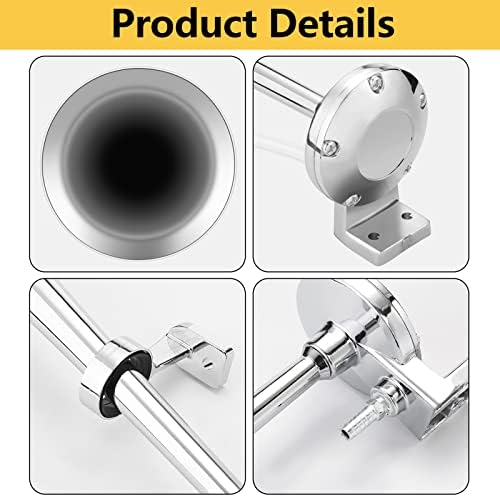 HK 12V 150db Air Horn, 18 Inches Chrome Zinc Single Trumpet Truck Air Horn with Compressor Powerful Loud 150db for Truck Boat SUV Train (Sliver)
