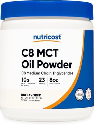 Nutricost C8 MCT Oil Powder 1LB (16.2oz) - 95% C8 MCT Oil Powder