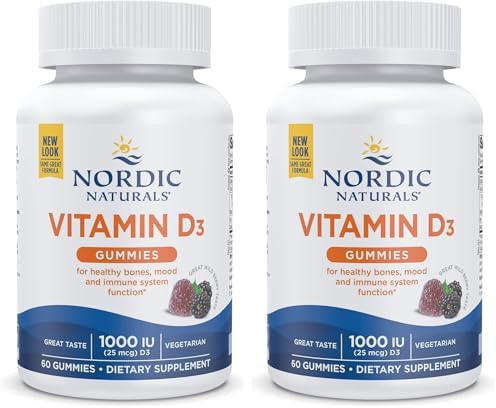 Nordic Naturals Vitamin D3 Gummies,1000 IU D3 + Iron, Wild Berry - 120 Count