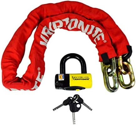 Kryptonite New York FAHGETTABOUDIT 1415 14mm 15 LBS Red Chain & New York Lock 15mm Disc Lock