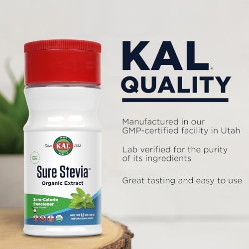 KAL Sure Stevia Extract Powder, Low Carb, Plant Based Stevia Sweetener, Great Taste, Zero Calories, Zero Sugar, Low Glycemic & Perfect for a Keto Diet, 60-Day Guarantee, Approx. 1820 Servings, 3.5oz | Zero Calorie Sweetener - Organic, Keto Friendly & Low…
