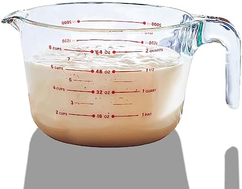 8 Cup Large Glass Measuring Cup - Kitchen Mixing Bowl, Liquid Measure Cups, Glass Bakeware Set, Punch Bowl