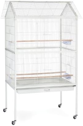 Prevue Pet Products Steel Bird Flight Cage with Wheels - Black, Large | Large Birdcage for Parakeets, Canaries, Finches, Cockatiels, Lovebirds, & Green Cheeks, Metal Standing Birdcage