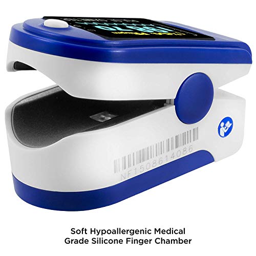 FL350 Blue Pulse Oximeter with Carrying Case, Lanyard & Batteries