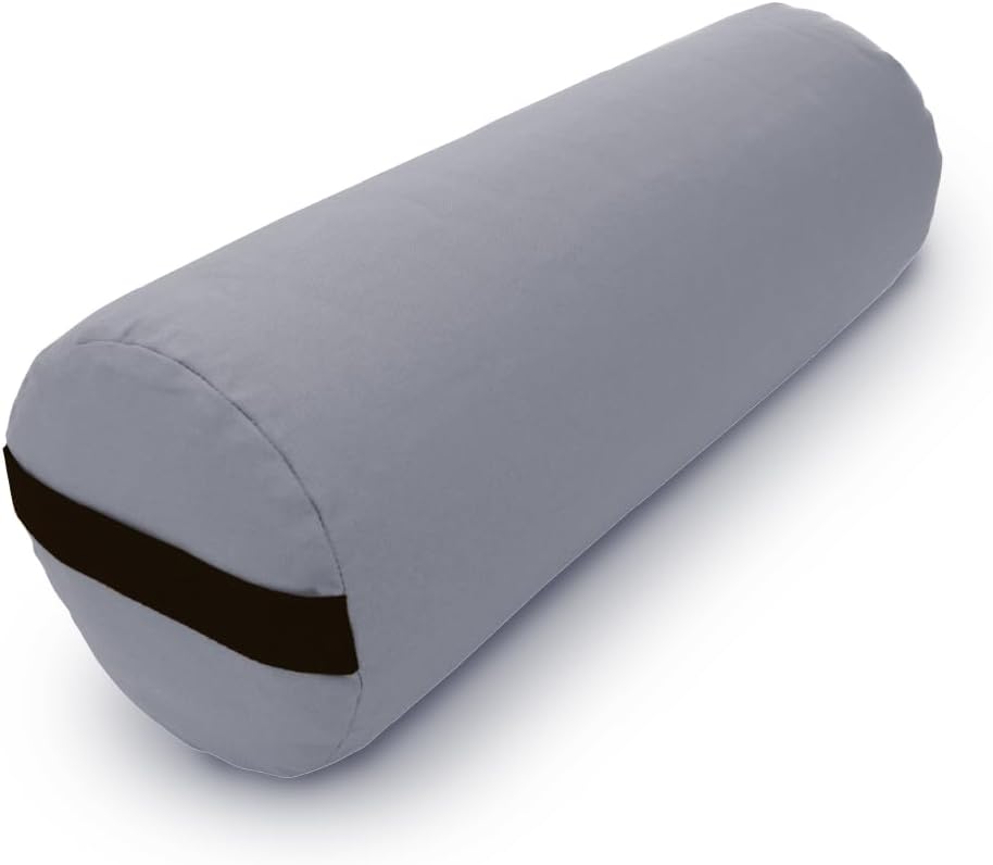 Bean Products Cotton Batting Yoga Bolster - Studio Grade Round or Rectangular Restorative Yoga Pillow for Pilates and Yin Practice - Soft Yet Firm Support with Cotton Cover - Made in The USA
