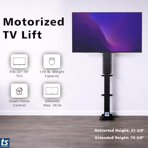 Touchstone Valueline 30003 Smart Motorized TV Lift for 26–50” TVs – Pop-Up Cabinet Mount, Alexa & Google Enabled, 5-Year Warranty, 28” Travel, 170 lb Capacity, RF & Wired Remotes