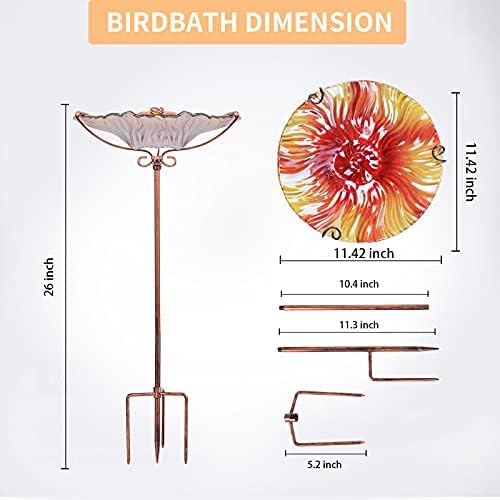 MUMTOP Glass Bird Bath for Outside, Blue Bird Feeder Birdbaths for Oudoors