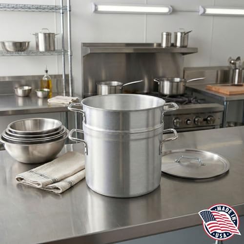 Alegacy Eagleware Double Boiler Pot, 11 Quart Commercial Aluminum Double Boiler with Lid, Heavy Gauge Polished Finish, Professional Cookware | EWDB12