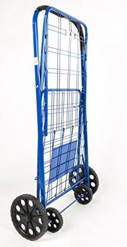 ATH Large Deluxe Rolling Utility / Shopping Cart - Stowable Folding Heavy Duty Cart with Rubber Wheels For Haul Laundry, Groceries, Toys, Sports Equipment, Red