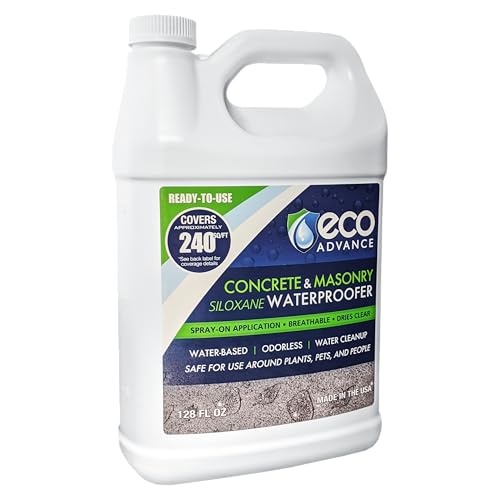 Concrete/Masonry Siloxane Odorless Spray-On Application Waterproofer, Safe for Use Around Plants, Pets, and People, 1 Gallon