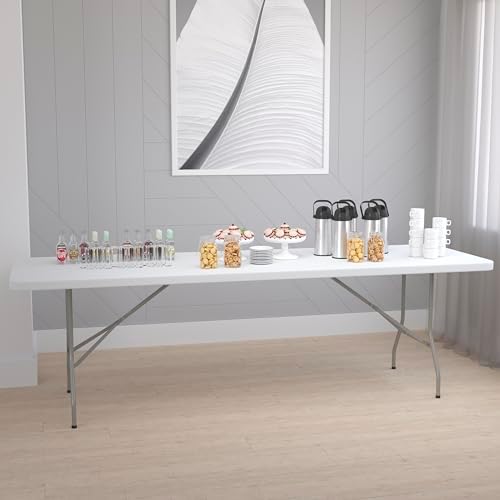 Flash Furniture 5-Foot Granite White Plastic Folding Table | Lightweight, Easy Storage, Commercial Grade