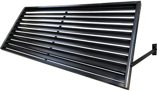 75.2" W x 32" H Black Aluminum Bahama Shutter Window Awning, Exterior Fixed Metal Louvered Canopy Sun Shade Rain Shelter for Doors, Windows, Entryway
