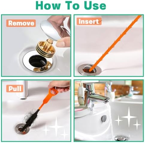 Drain Snake Hair Drain Clog Remover - 3 Pack Shower Sink Unclogger Tool