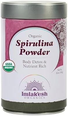 Imlakesh Organics Spirulina Powder - Heirloom Superfood, Grown in South America, Energy, Detox, Focus, Plant-Based Protein, Vitamin B12, Vegan, Keto